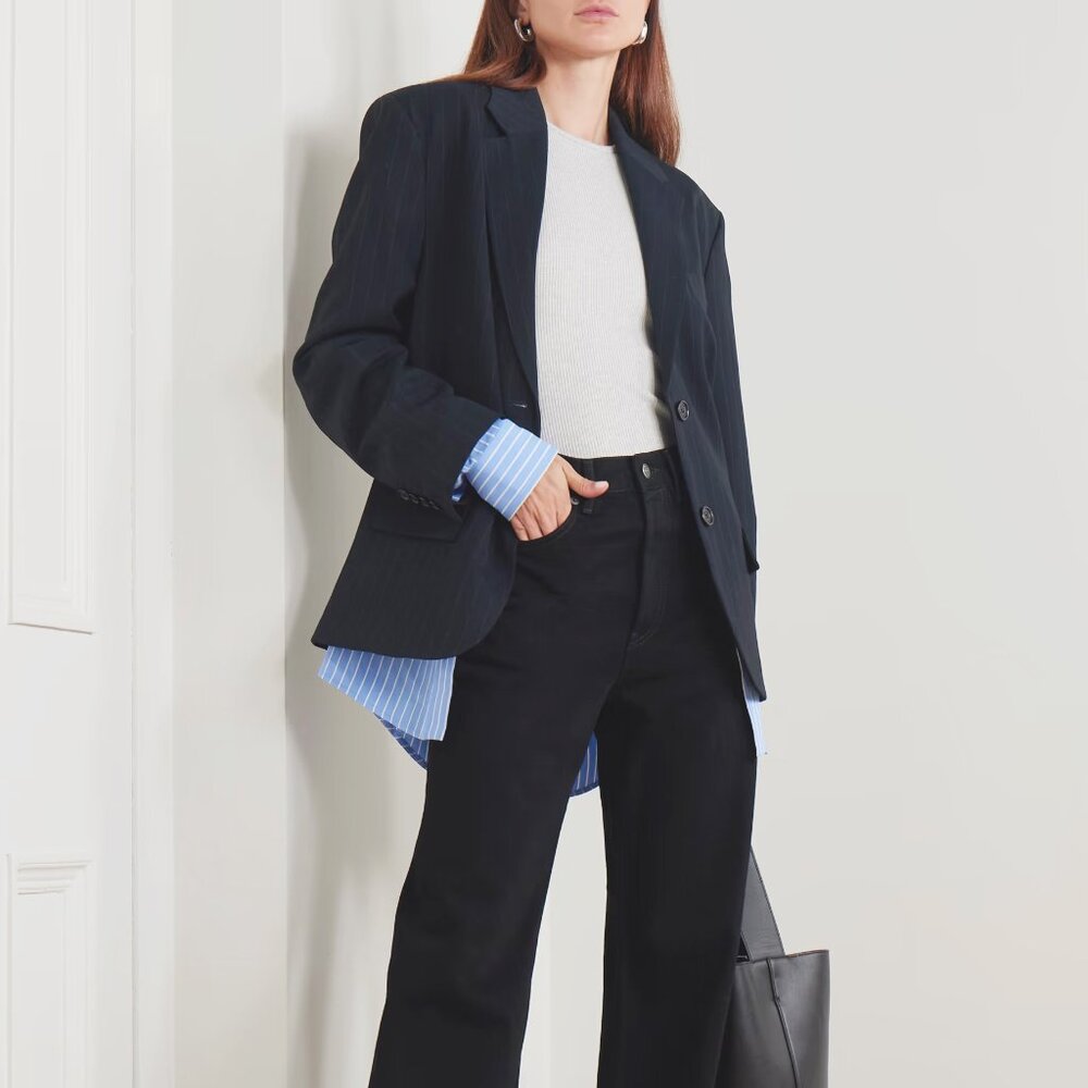 ACNE STUDIOS Layered striped twill blazer